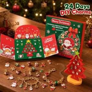 Lucky Star.my 24 Days Christmas Advent Calendar Blind Box DIY Charm Bracelet Kit Kids Gift With Tree Stand