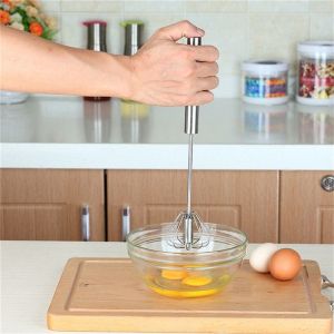 Stainless Steel Semi-Automatic Whisk Egg Mixer Manual Self Self Turning Egg Beater Kitchen Baking Tools