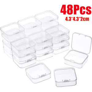 Hộp Đựng Đồ Mini 48 Chiếc Hộp Nhựa Hình Vuông Trong Suốt Hộp Đựng Đồ Trang Sức Bông Tai Hộp Vuông Nhỏ Hộp Đựng Trang Sức