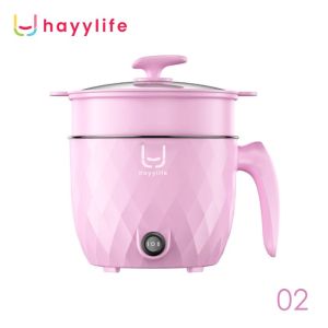 HAYYLIFE Panci Listrik Dengan Steamer  Multifungsi-Panci Serbaguna Lapisan Keramik 18 CM  HL-DAA521