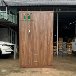 [ LẮP RÁP TẬN NHÀ ] TỦ GỖ MDF 3 CÁNH 2 HỘC KÉO MÀU NÂU CAO CẤP