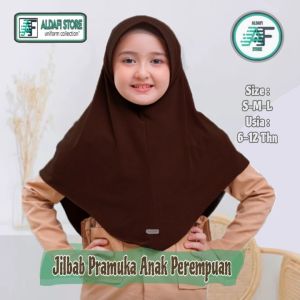 Jilbab Bergo Jersey Instan Anak Perempuan Kerudung Coklat Pramuka Anak Perempuan Instan