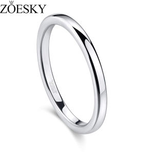 ZOESKY 2mm Tungsten Wedding Bands Ring for Women Black/Silver Polished Engagement Rings Size 4-13