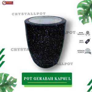 POT BUNGA TANAMAN GERABAH TANAH LIAT KAPSUL TINGGI SPRINKLE HITAM D22 T30 - KAPSUL SPRINKLE HITAM