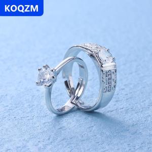 [COD] KOQZM 1 Cặp cặp đôi cổ điển resizeable engagement Ring người đàn ông phụ nữ điều chỉnh Valentine Quà Tặng