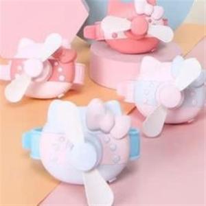 Quạt mini quạt đeo tay đồng hồ Hello Kitty quạt cổ tay di động tích hợp sạc USD dễ thương-Happy Life 4Kid