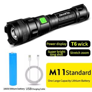 XHP199 Portable Flashlight Rechargeable Waterproof Side COB Light USB Zoomable Torchlight With Solar Power Bank