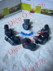 COMBO 10 bóng đèn pha ô tô bóng đèn Halogen 9006 đầu xanh siêu sáng. Điện 12v và 24v