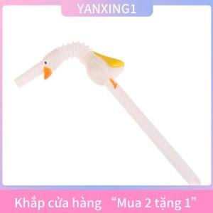 [COD] YANXING1 1PC thời trang động vật dài ngỗng rơm với bàn chải tái sử dụng đường kính lớn uống rơm cong ống hút dày ống hình dạng ống hút