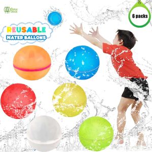 6/8 Pcs/Pack Reusable Water Balloons Quick Fill Soft Silicone Self Sealing Water Balls Outdoor Water Toys for Outdoor Summer Fun Party Kids Outside Play Water Games Gift
