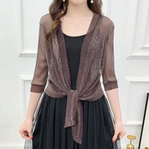 PURETEN One Size Womens Cardigan Tulle Polyester Sun Protection Clothing Mesh Shawl Womens