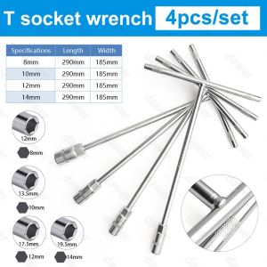 T-Socket Wrench 4PCS T-handle Spanar 8/10/12/14mm T Type Spanner Set Allen wrench CR-V T Nut Driver Flexible Swivel Deep Socket Wrench With Sliding T-Handle Bar Construction