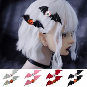HEALMEYOU 4PCS Nhựa Kẹp tóc Halloween Cosplay Y2k Kẹp bên mỏ vịt Gothic Mũ đội đầu Kẹp tóc hình cánh dơi Các cô gái