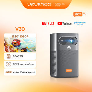 VEVSHAO V30 1080P Portable DLP Projector with Built-in Battery Smart Wifi Android System 3D Ready for Home and Outdoor Use
