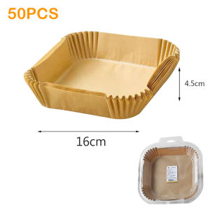 【Elegant Residence】30/50/100PCS 16x4.5CM Square Air Fryer Paper Non-Stick Disposable Liners Barbecue Plate Food Oven Pan Pad Kitchen Baking Paper Baskets
