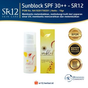 SUNBLOCK WAJAH SR12 SPF 30+++/PELINDUNG WAJAH DARI SINAR UV /CREAM ANTI BELANG/AMPUH MENGATASI BELANG /SKINCARE HERBAL ORIGINAL BPOM