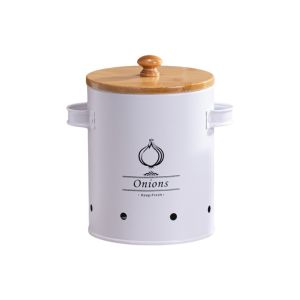 LINSBAYWU có nắp Hũ đựng khoai tây hành tỏi Thép carbon Lỗ thông gió Người giữ tỏi Đa chức năng Hình trụ Thùng đựng khoai tây Phòng đựng thức ăn