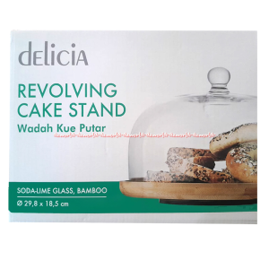 Delicia Harvest Glass Round Tempat Kue Dengan Tutup Kaca Bulat Tempat Roti Glass Cake Dome Harvest