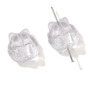 18X18มม. 5ชิ้น/ถุงแก้วจิ้งจอกเก้าหางหลุมขนาดใหญ่ที่เป็นรูหลวมลูกปัดสำหรับทำด้วยมือสร้อยข้อมือสร้อยคอต่างหูพวงกุญแจอุปกรณ์การทำเครื่องประดับหัตถกรรม DIY