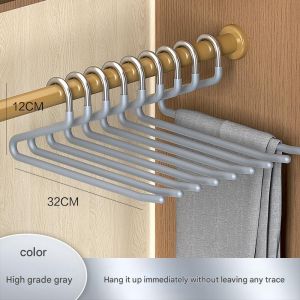 Premium Clothes Hook Anti Slip Trousers Jeans Slack Pants Pant Hanger Organizer Stainless Steel Baju Seluar Panjang