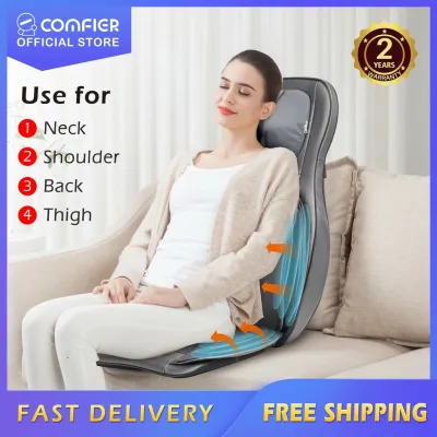 COMFIER CF-2307A Shiatsu Massage Chair Pad Portable with Compress & Rolling Kneading and Heat SG Local Ready Stock 1 Year Warranty Perfect Gift for Your Loves Ones Ideal Gift