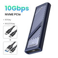 UGREEN กล่องใส่ HDD 10Gbps Dual Protocol M.2 NVME and SATA SSD Case USB C 3.2 Gen2 Compatible with M.2 M-Key(NVME)/M&B-Key(SATA) Model: 90408. 