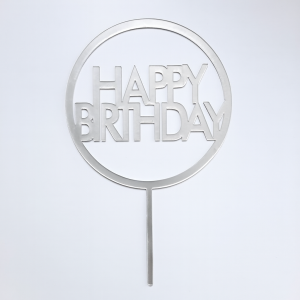Dinoso Cake topper Kue Desain Happy Birthday Acrylic /Akrilik Warna Silver Gold