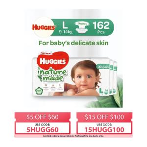Huggies Platinum Naturemade L 54s Tape Diapers Case (Packaging may vary)