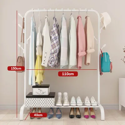 Kệ Treo Quần Áo Giá Treo Quần Áo Thanh Đôi Kết Hợp 2 Tầng Để Giày Dép Gấp Đôi Sức Chứa Thông Minh Đa Năng Tiện Lợi
