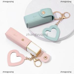 [COD] zhangyuqing Solid Color Portable Lipstick Bags Wallet Keychain Mini Storage Bag For Women Lipsticks Protective Cover With Mini Makeup Mirror