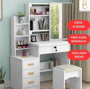 BEST ASTER 80 Meja Rias Kaca Sliding Meja rias Putih Minimalis