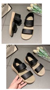 Plus Size Sandals Season Fashion Platform Soles Versatile Solid Color Velcro Sandals Womens Flats