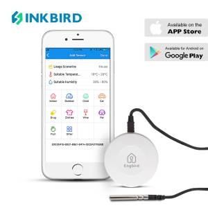 INKBIRD IBS-TH1 Bluetooth Temperature Humidity Sensor with External Probe Temperature Humidity Monitor For Humidor Basement Guitar Greenhouse