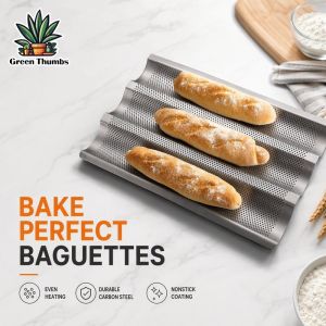 Baguette Bread Pan Perforated Carbon Steel Nonstick French Loaf Mold Crispy Crust Even Baking Home Oven
