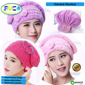 Handuk Keramas Mandi Bahan Microfiber Pengering Rambut Kepala Model Topi Pita Halus Lembut Peralatan Mandi Murah Handuk Mandi Keramas Kepala
