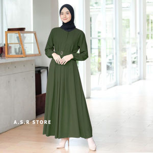 MONNA BELT DRESS BUSUI FRIENDLY PAKAIAN WANITA MODEL GAMIS REMAJA CANTIK FASHION MUSLIM MODERN MAT SHAKILA PREMIUM ADEM LEMBUT TEBAL SIZE S M L XL XXL UKURAN NORMAL JUMBO GEDE BESAR OVERSIZE LD 92 98 104 110 120 BERKUALITAS BAGUS JAHITAN KUAT DAN RAPIH