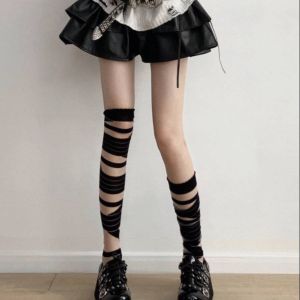 JK ถุงน่องคลุมเข่าแบบมีสายคล้องคอโลลิต้าถุงเท้าผ้าไหมคริสตัลโปร่งใสบางมากสำหรับเด็กผู้หญิงถุงน่องสูง Y2K ต้นขา