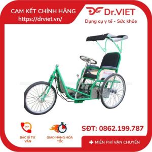 Xe lắc tay sơn tĩnh điện có mui Đức Cường - xe lăn tay cho người già người bệnh đi lại thuận tiện - DCL02