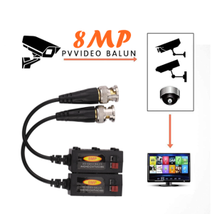 8MP Video Balun HD-CVI/TVI/AHD/CVBS Passive Video Balun with Power Connector and RJ45 CAT5 CCTV Security (Black)
