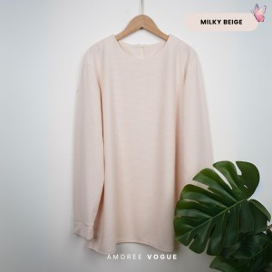 Plus Size (2XL-5XL) Casual Waffle Knit T Shirt Blouse Muslimah (4967)