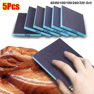 MYTHIS 5Pcs Double-Sided Sanding Sponge Blocks Soft Foam 60-320 Grits Sanding Sponge Pads  Reusable Abrasive Sanding Tool For Wood Metal Glass Furniture Drywall
