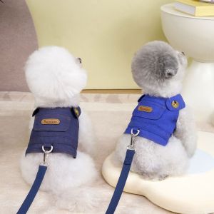 R1A9M Adjustable Dog Cowboy Clothes Soft Easy On and Off Dog Vest Universal with Traction Rope Puppy Harness for Small Medium Dogs