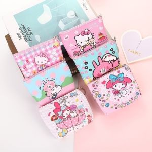 Sanrio Coin Pouch Purse Korean Kuromi Wallet Bags Kawaii Creative Short Cute Girl ChildrenS Portable Lady Zipper Wallet Purses