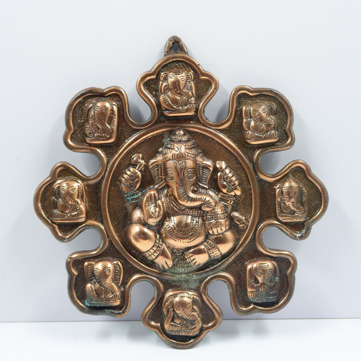 Stone Work White Metal Blessing Ganesha Wall Hanging main image 1