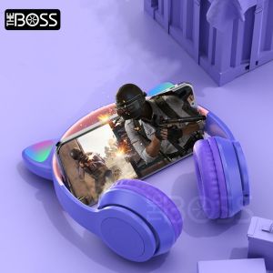 Headphone Headset Bluetooth Gaming P47M Cat Ears Wireless Bluetooth RGB Led Light Super Bass Stereo Bando Headset Gaming - Earphone wireless Led Light Super Bass Stereo (mic + tlp) - Bando Headset Gaming Telinga Kucing - Warna Random