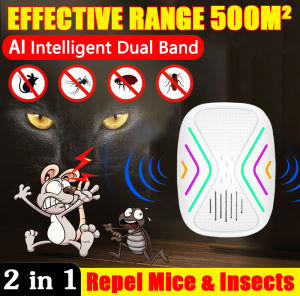 👍Effective Range 500M²👍 Ultrasonic Mouse Repeller Repels rats cockroaches mosquitoes spiders and other pests Electric Pest Repeller Wall Plug Ultrasonic Pest Repeller harmless to people and pets Anti Mosquito Rat repellant for home Electric