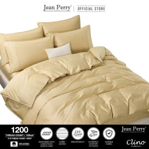 Jean Perry Clino Fitted Bedsheet Set - 100% Combed Cotton Sateen 1200TC Soft Luxury Bedding (No Quilt Cover / Comforter)