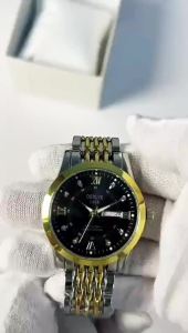Mens solid band dual-calendar Chinese-English luminous waterproof fashion watch non-mechanical scanning movement watch