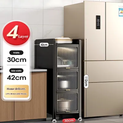 YOYO Narrow Gap Storage Cabinet | Dust-Proof Kitchen Storage Cabinet | Kitchen High Cabinet | Kitchen Refrigerator Slit Organizer | 40kg Per Shelf