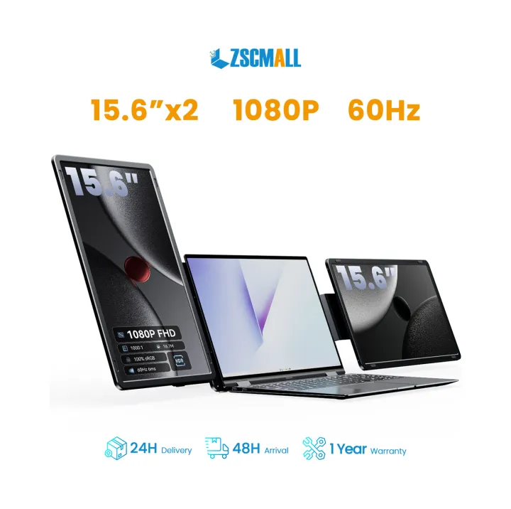 ZSCMALL 15.6/16-Inch Detachable & Rotatable 1080P/2K FHD Dual Screen IPS Portable Monitor,for Laptop Extender Display. with Bag for Laptop,PC Phone Xbox switch